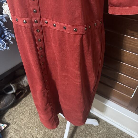 Spense Chamois Burnt Orange Dress Studded Knee Length Microsuede Sz 12 - Picture 4 of 9